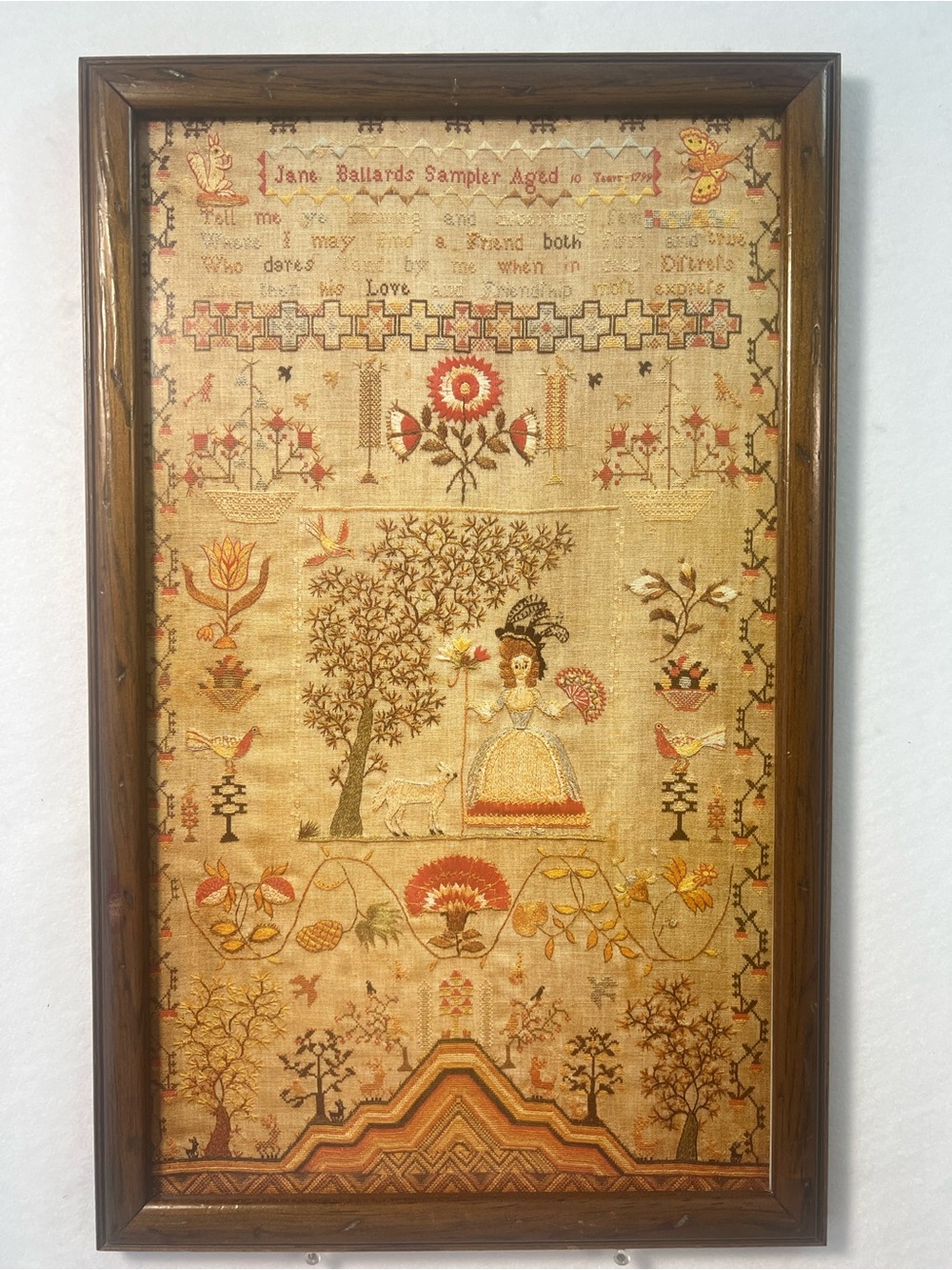 Jane Ballard Reproduction Sampler Framed